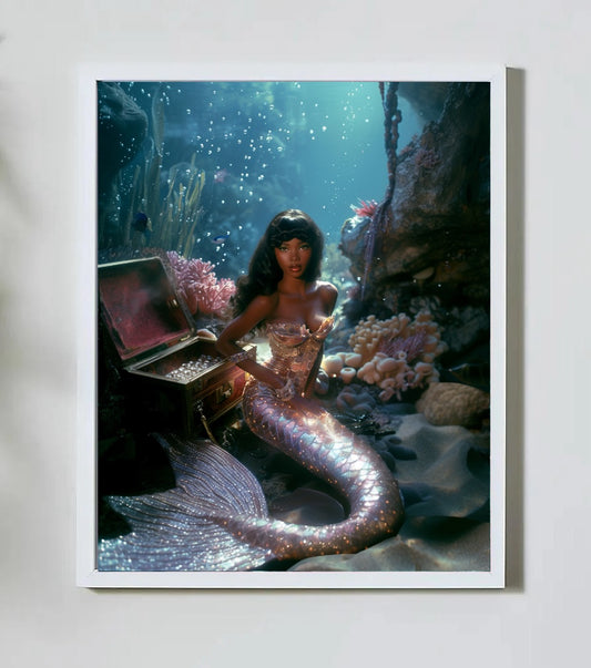 Black Mermaid with Treasure